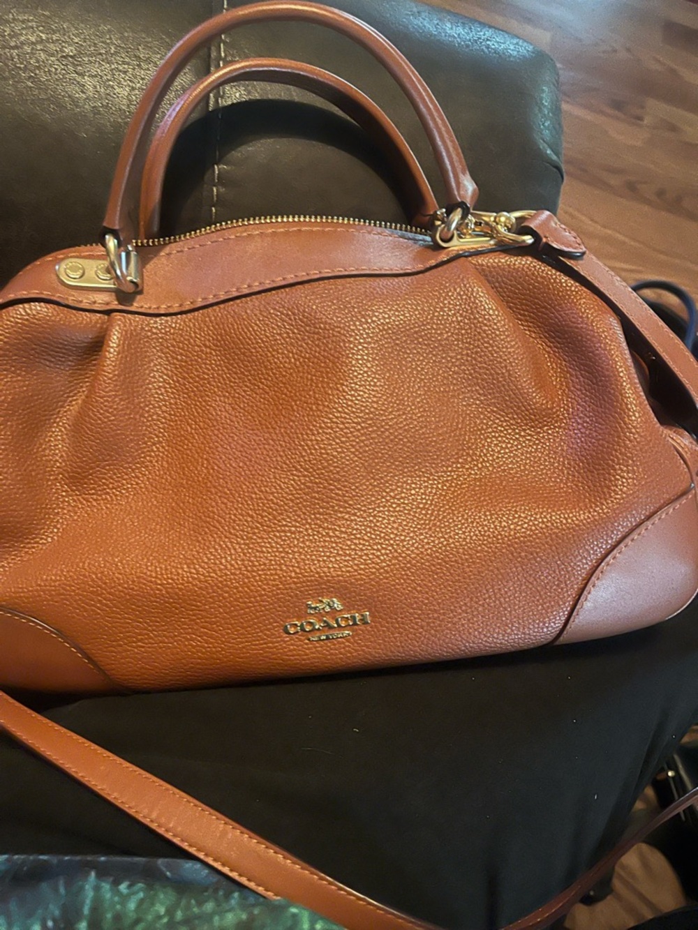 Coach Pebbled Leather Satchel in Saddle Brown/Tan